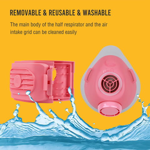 BEESAFETY pink mask with six filter pads ready for dust and particles protection.