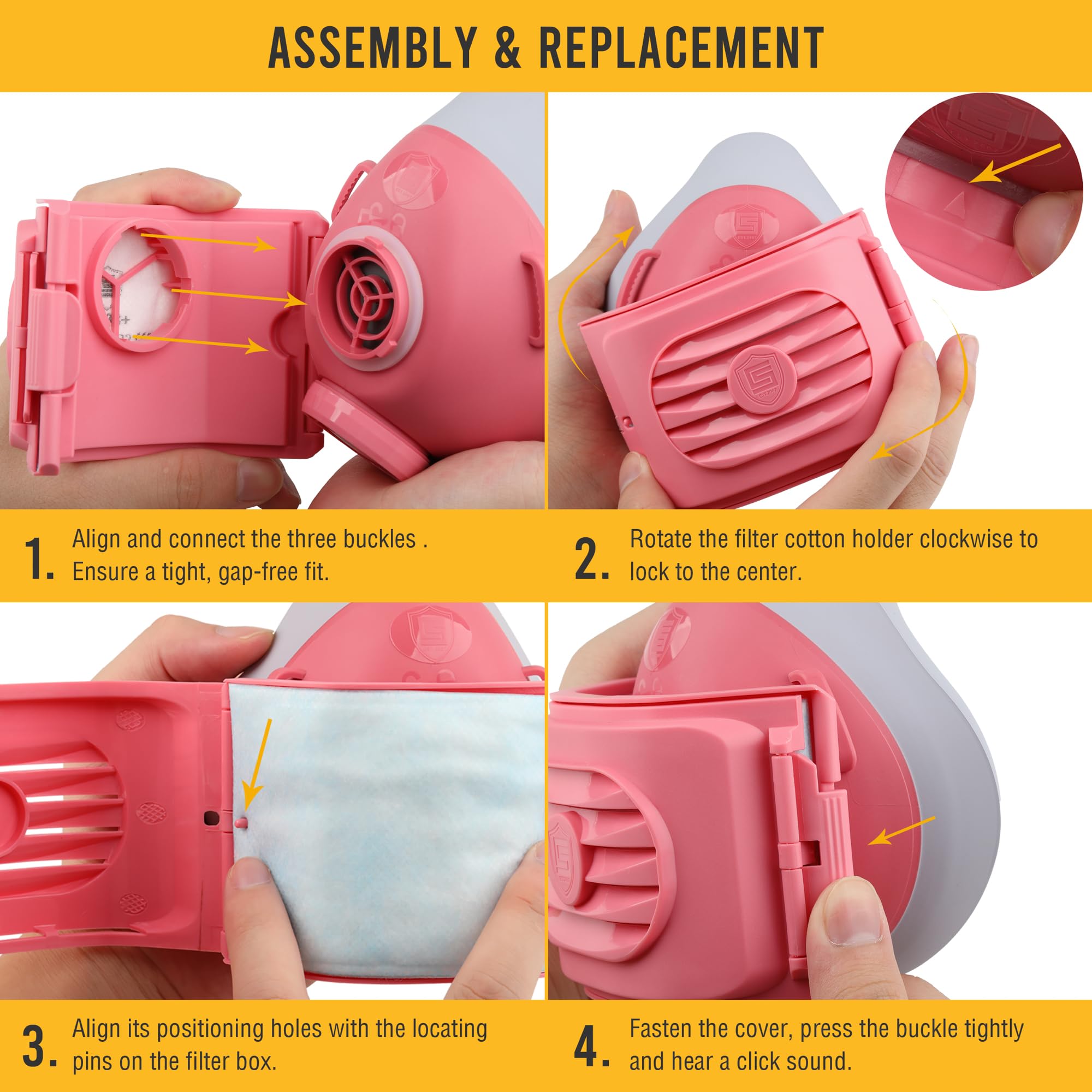 BEESAFETY pink mask in-use during painting demonstrates dust protection in action.