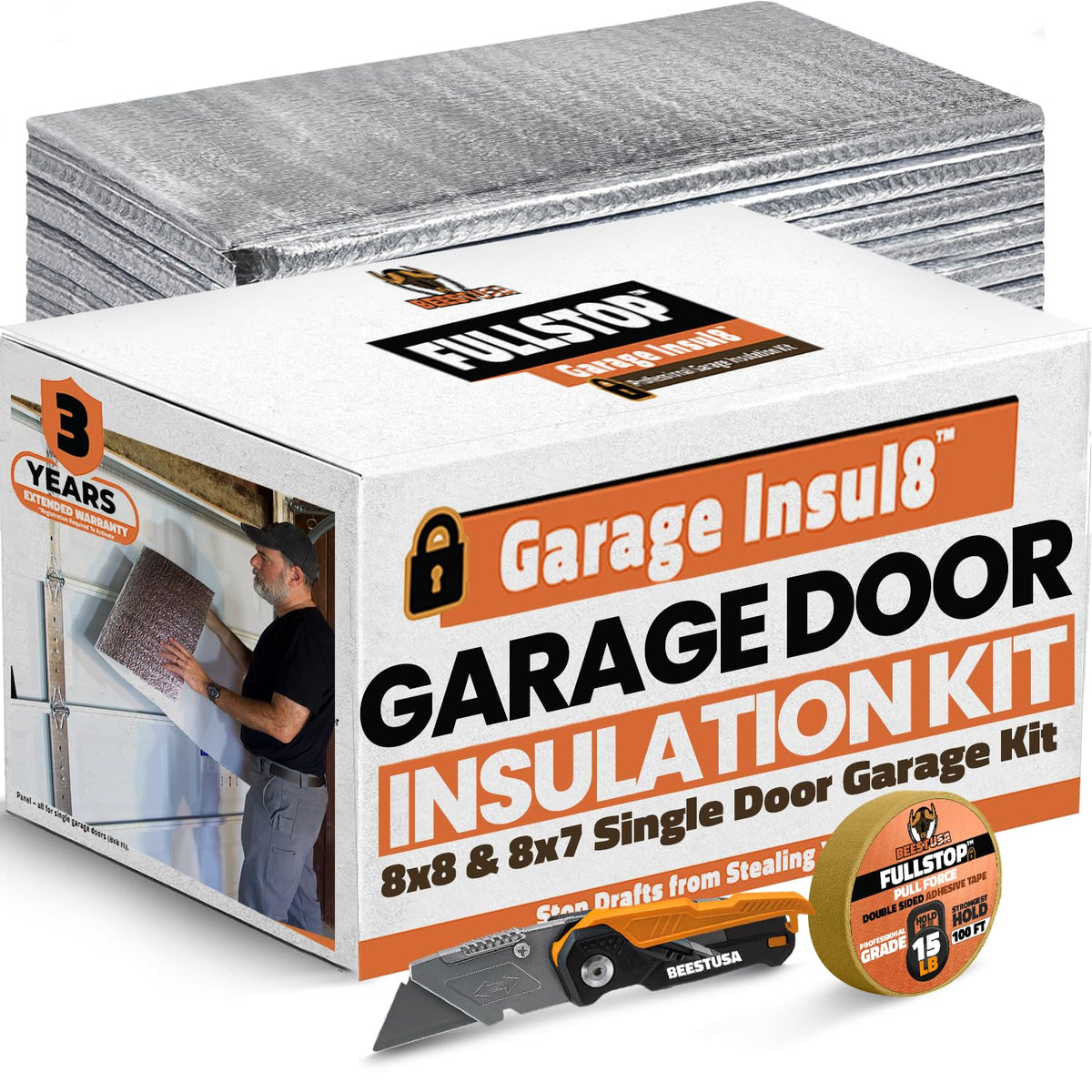 BEEST FULLSTOP insulation panel installed on a garage door for year-round comfort.