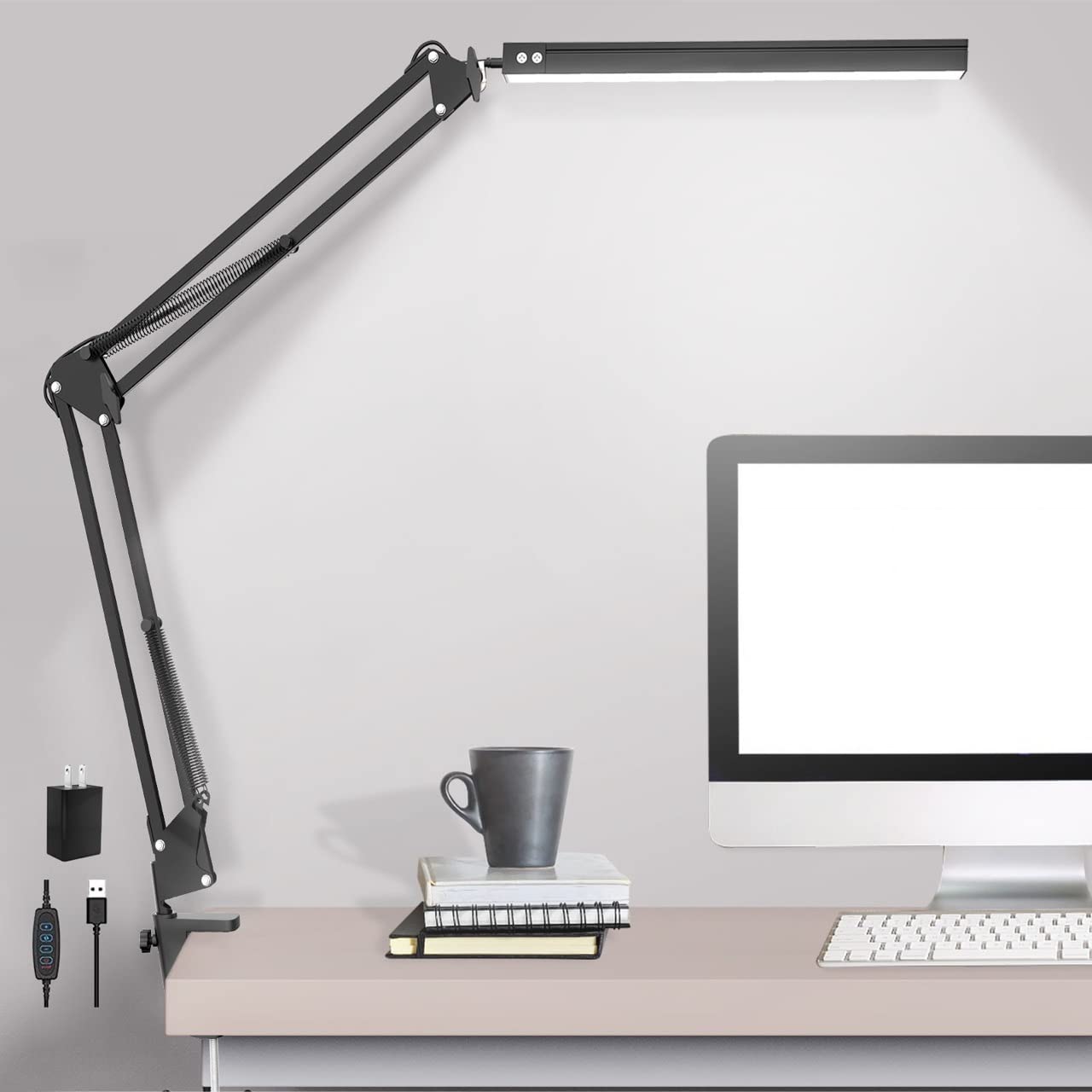 Beetwo LED desk lamp with adjustable swing arm for focused lighting
