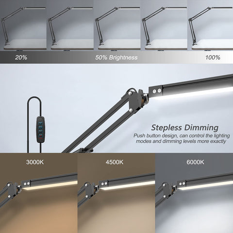 Beetwo desk lamp with sturdy metal clamp for secure desk attachment