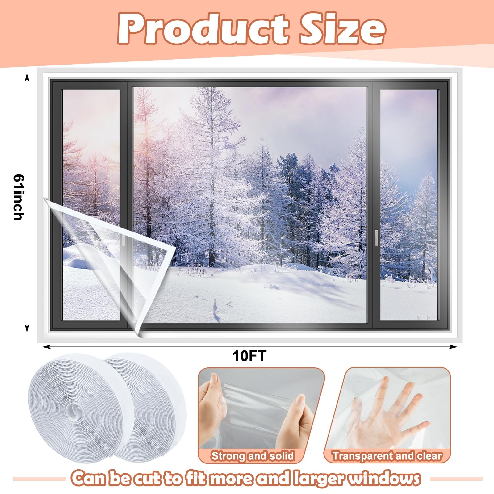 Beeveer adhesive hook-loop tape, windproof fasteners for secure temporary installation.