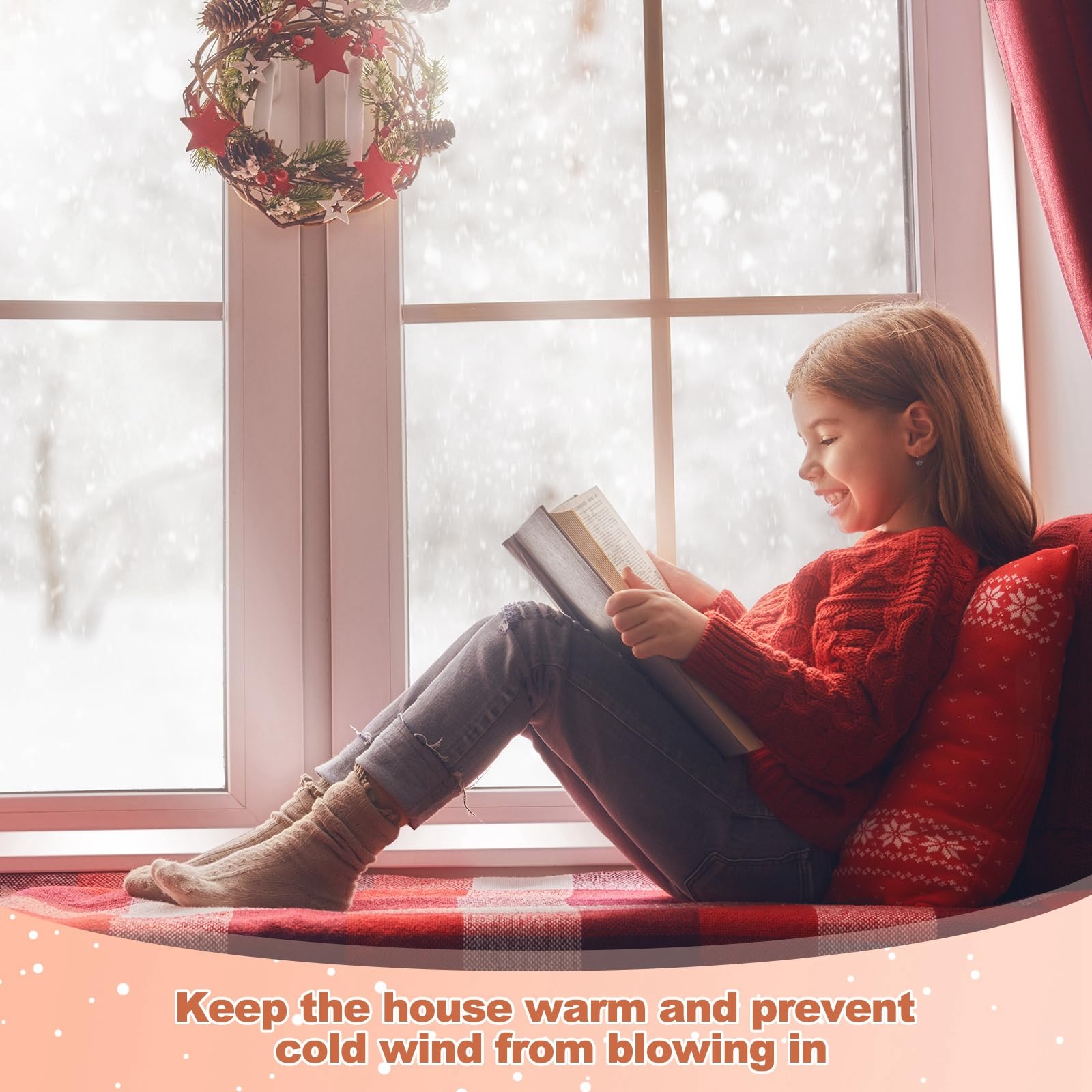 Beeveer wide coverage window film, fits most windows for full insulation.