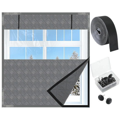 Beeveer winter window insulation panel covering a large window to help retain warmth