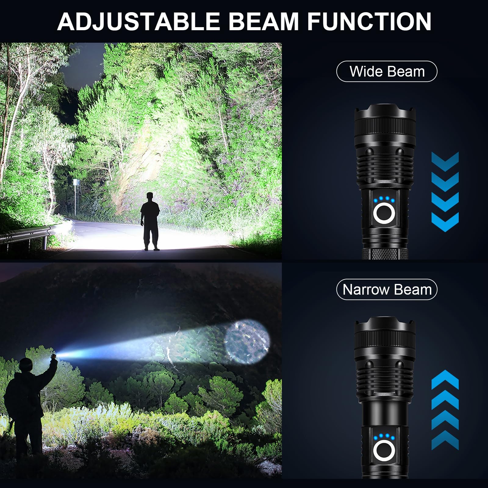 BEFAMALI five-mode flashlight supports high, low, and emergency settings.