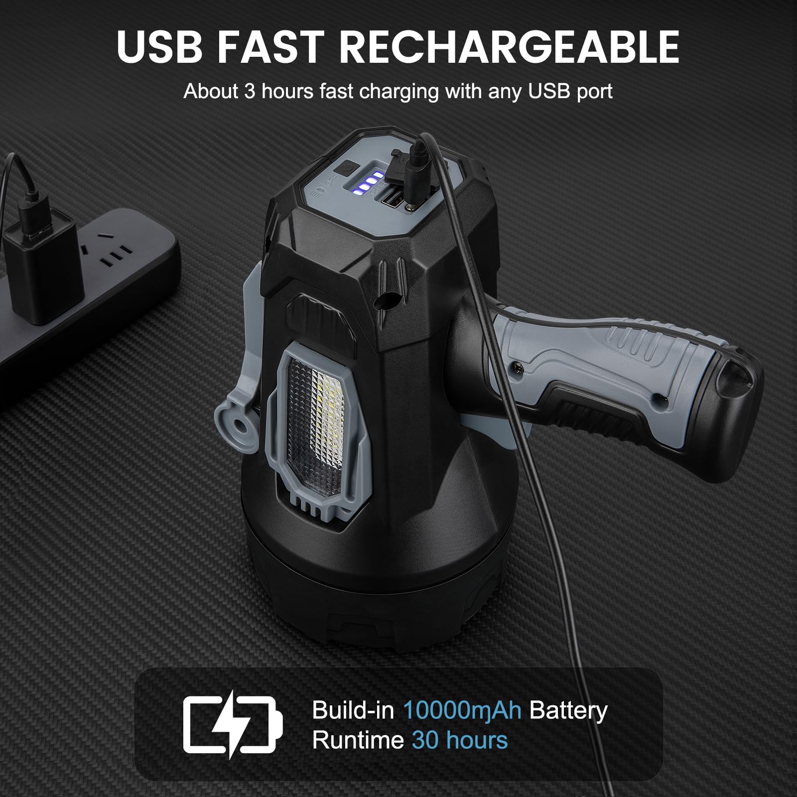 BEFAMALI spotlight 10000mAh battery powers extended outdoor lighting