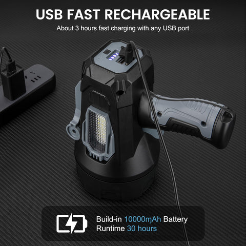 BEFAMALI spotlight 10000mAh battery powers extended outdoor lighting