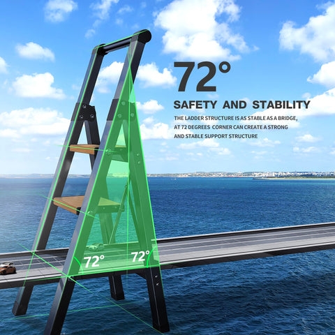 BEFITMACE folding step stool with handgrip provides stable support