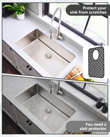 BEHOK grid-design mat adds elegant protection under sinks or counters.