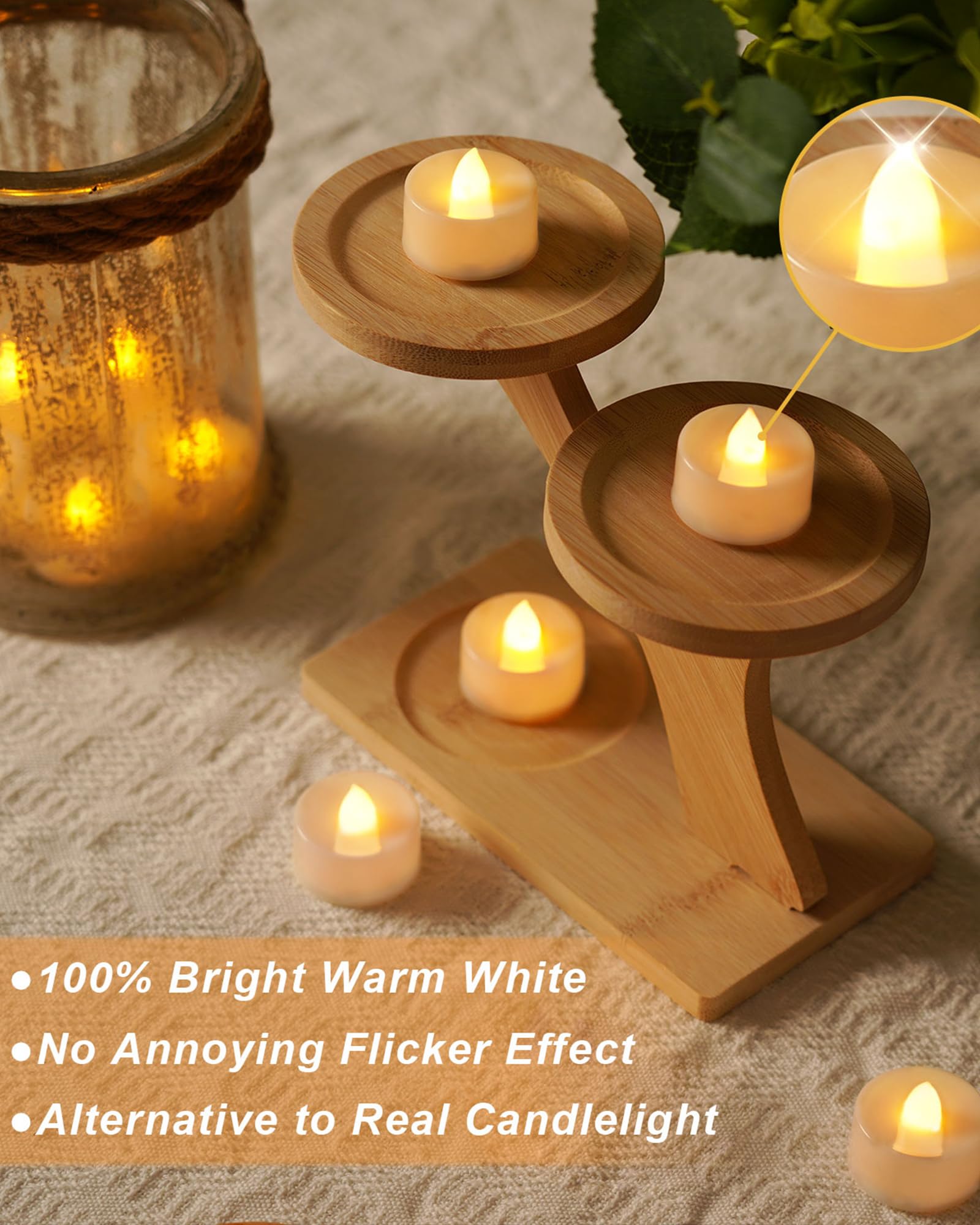 BEICHI flameless tea light fits most votive holders, clean and safe.
