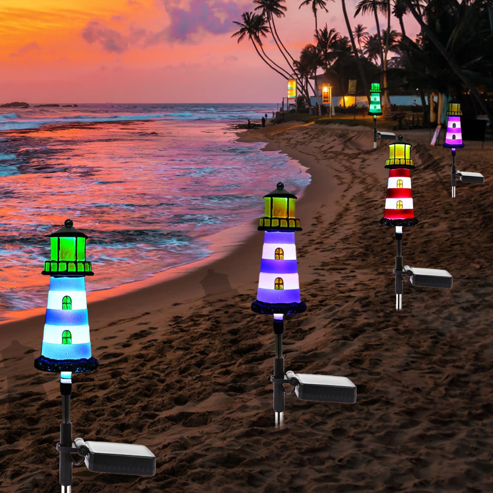 BEIDOULU outdoor lighthouse lights for patio, yard, and driveways.