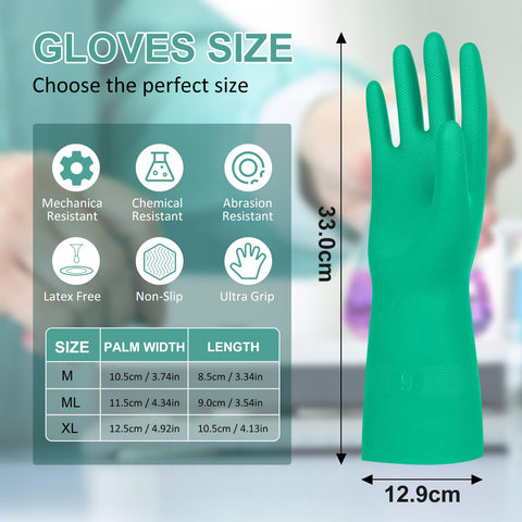 Beieverluck 12.6-inch nitrile gloves provide extended wrist protection and grip.