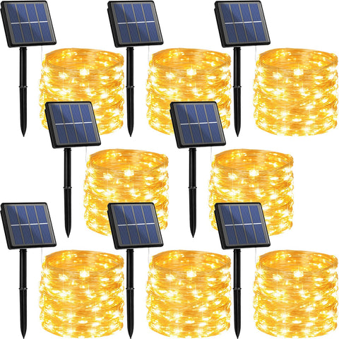 Beieverluck 8-pack solar fairy lights illuminate outdoor spaces with 264ft of twinkling glow