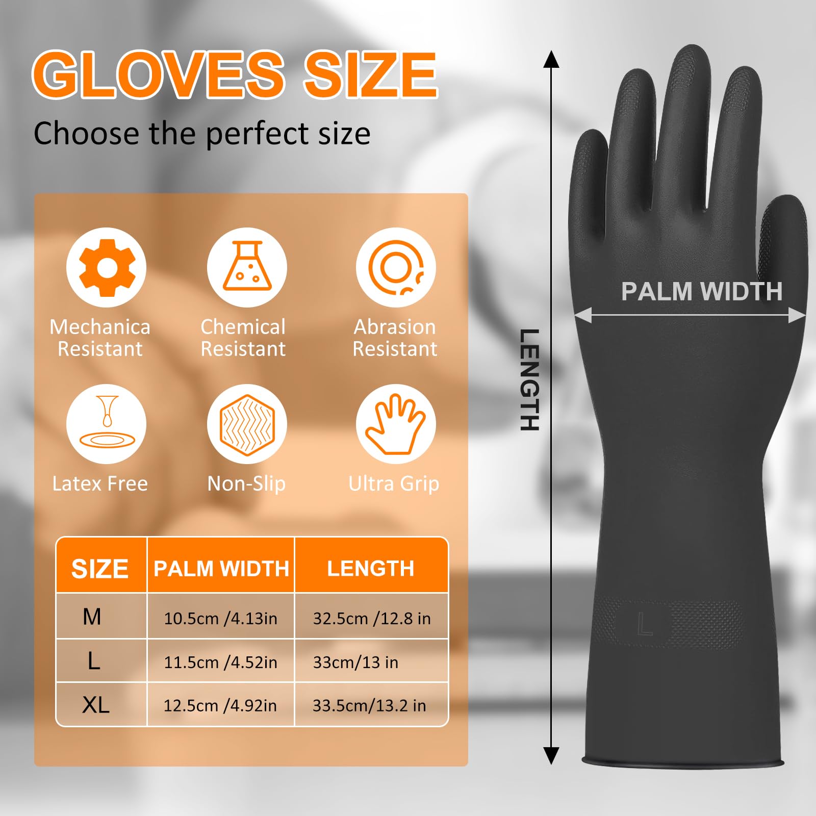 Beieverluck heavy-duty gloves in natural latex offer durable chemical protection.