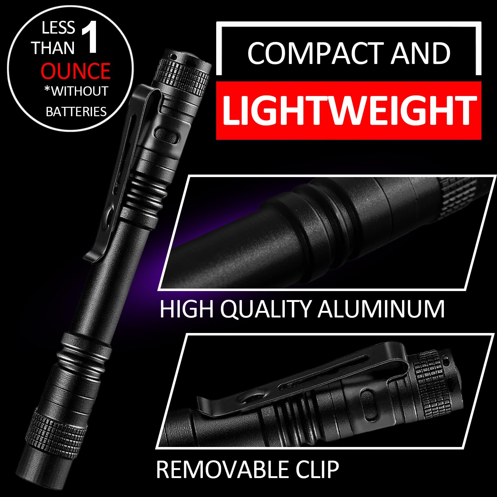Beieverluck metal clip pen-light for on-the-go room checks.