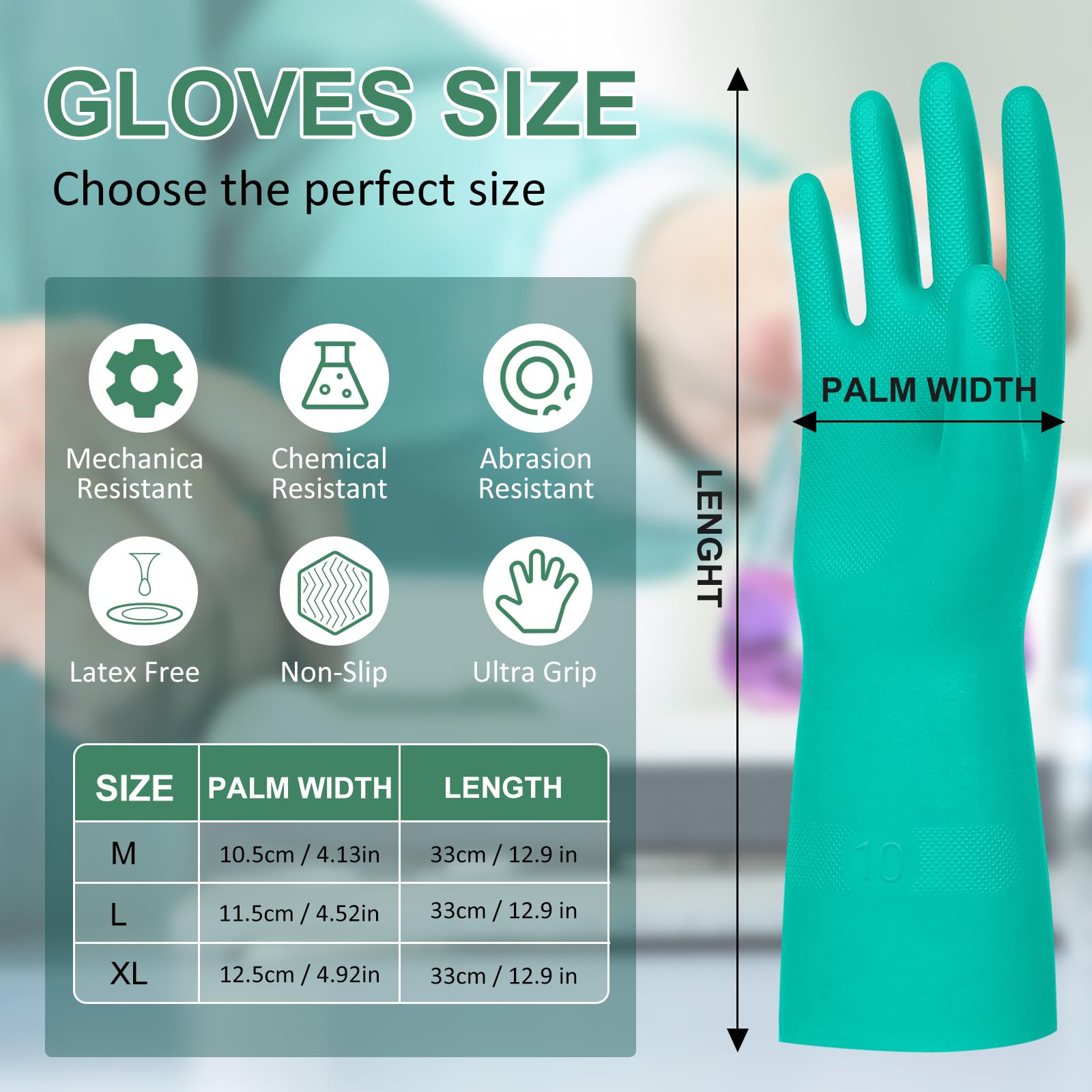 Beieverluck nitrile gloves with textured palm for secure grip.