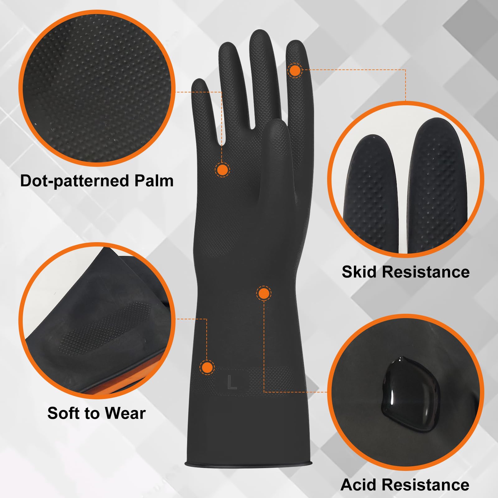 Beieverluck non-slip palm texture provides secure grip on wet or greasy items.