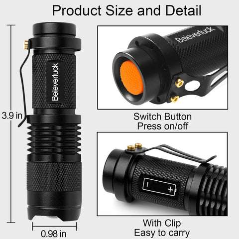 Beieverluck red light flashlight showing three modes for versatile nighttime use.