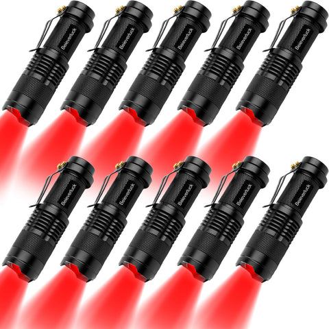Beieverluck red light flashlight with pocket clip for easy carry.