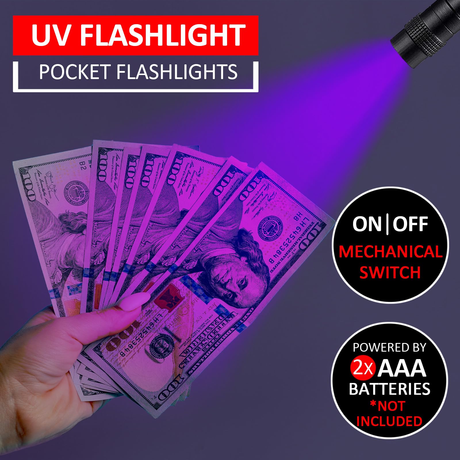 Beieverluck waterproof UV light suitable for outdoor and emergency tasks.
