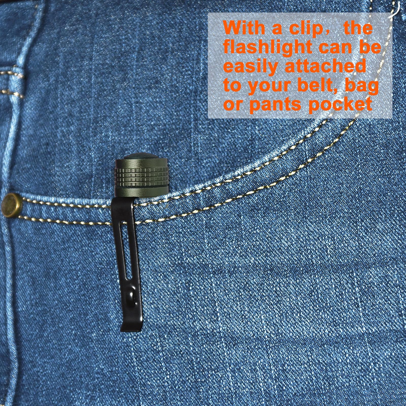 Beieverluck weather-resistant pocket flashlight suitable for rain, snow, and outdoor trips.
