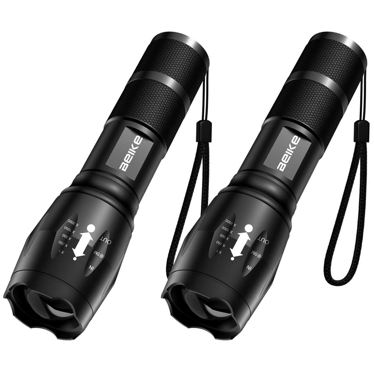 BEIKE flashlight 2 pack long-range brightness for outdoor use