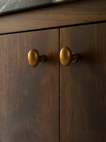 BEILEIOU oval antique brass knob side view with smooth finish for comfortable grip.