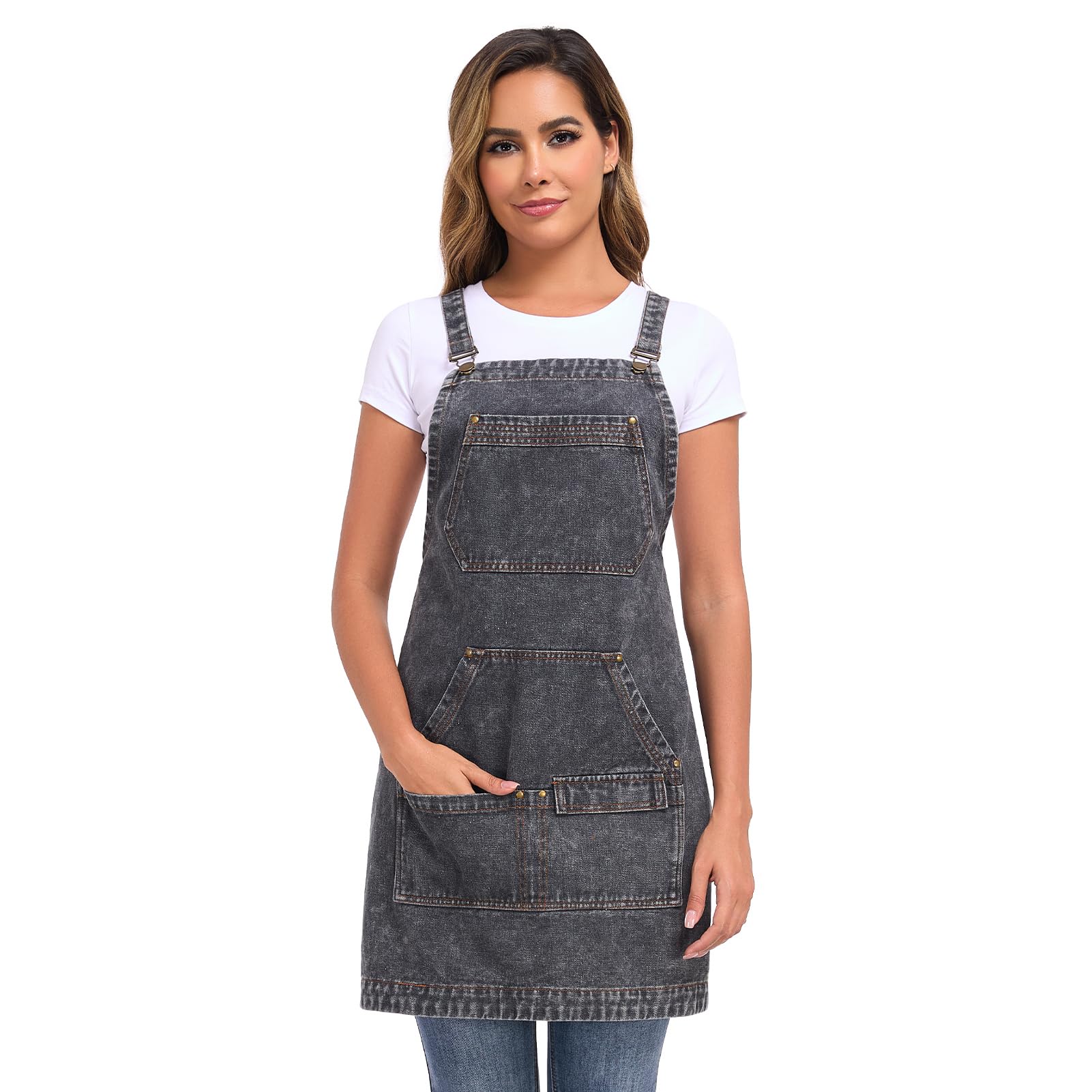 Beitiny Denim Apron with cross-back straps offers ergonomic support for long tasks.