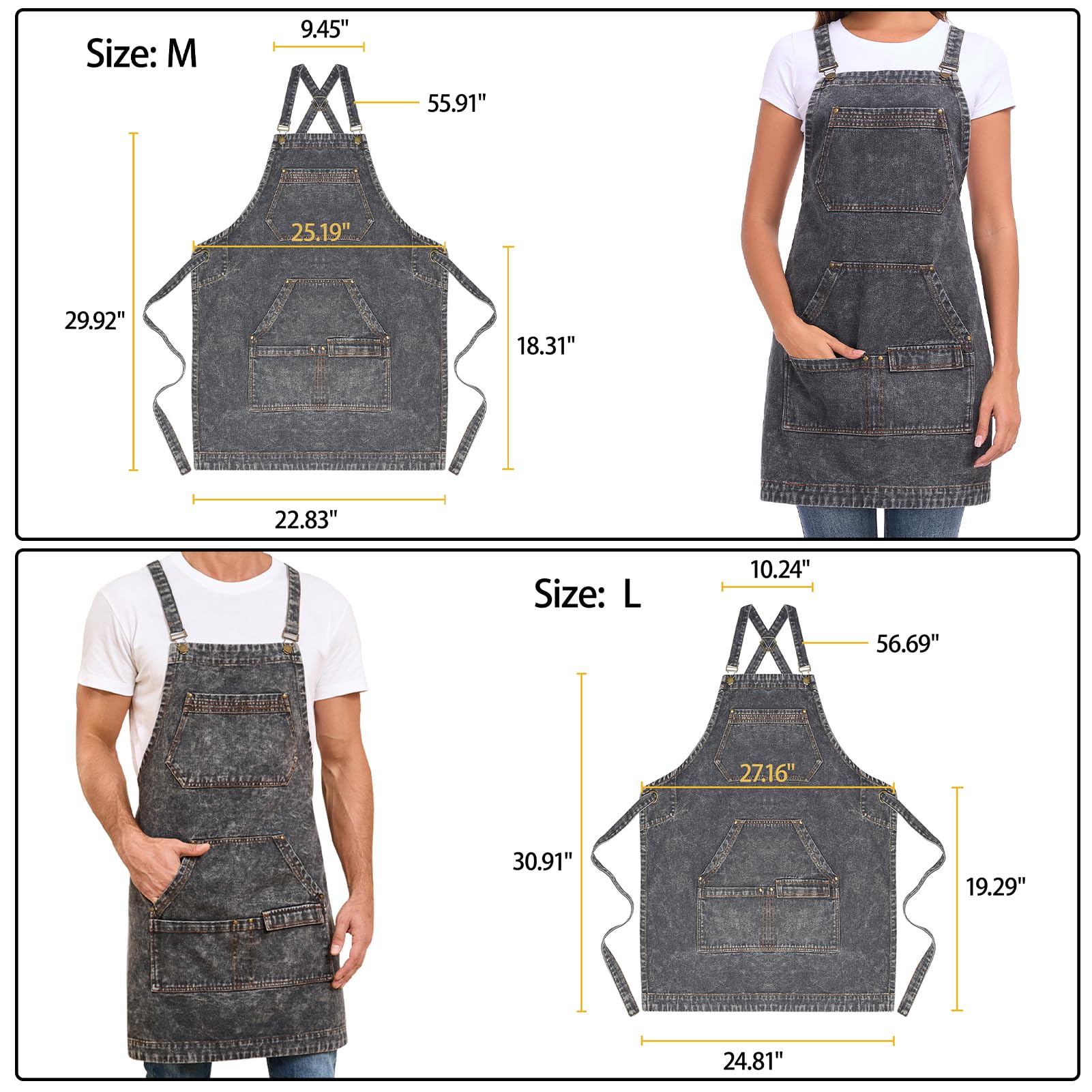 Beitiny Denim Apron reinforced stitching and hardware for daily, heavy-duty use.