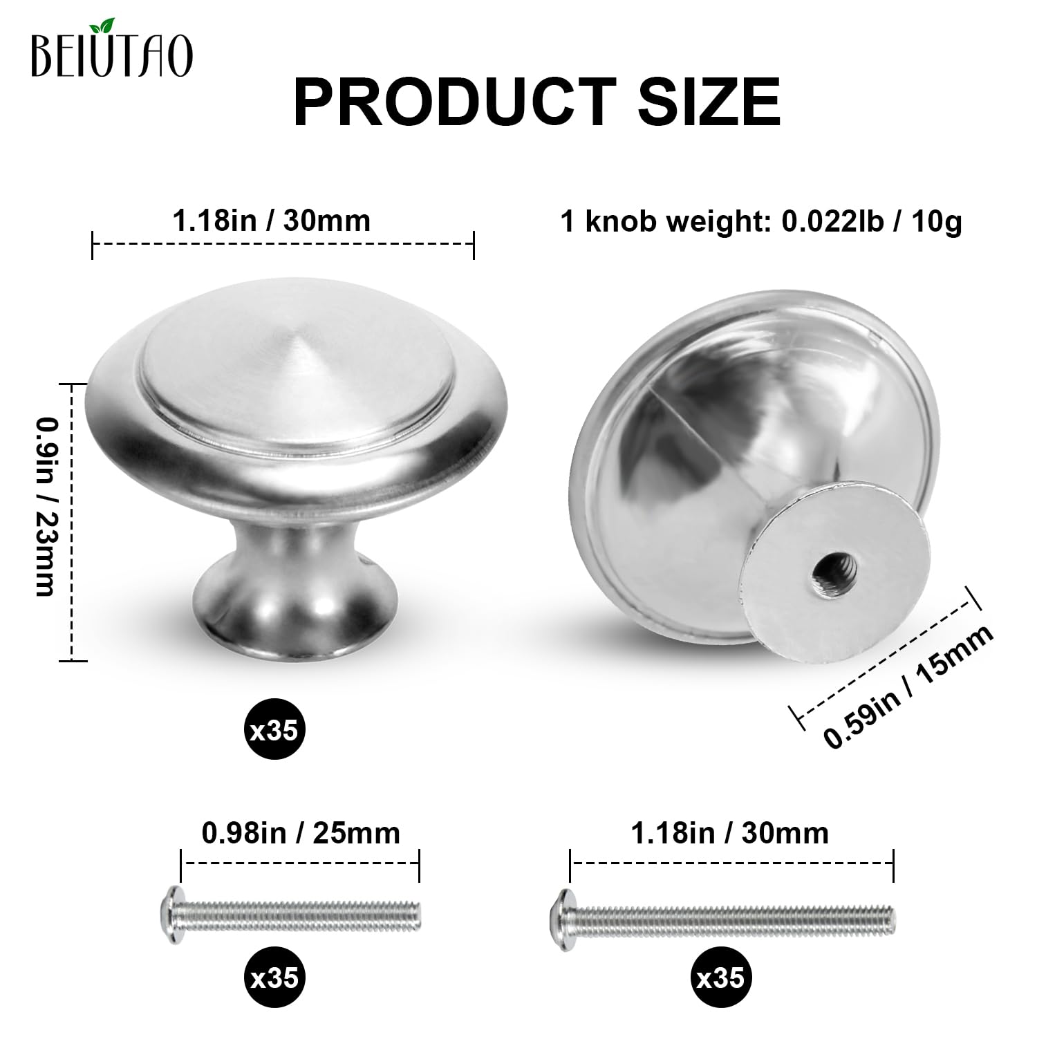 BEIUTAO cabinet knob close-up with screws included, easy replacement