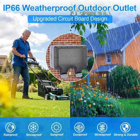 Beizkna ip66 weatherproof outlet exterior shell resisting rain and dust.