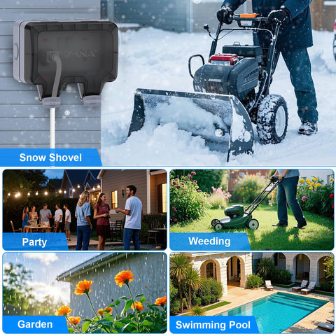 Beizkna outdoor power solution in a garden setting near a pool.