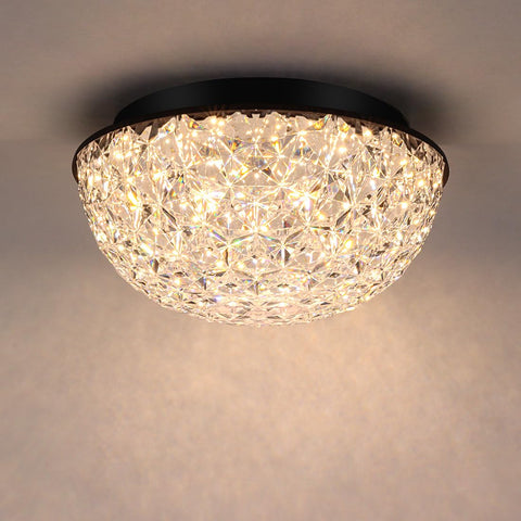 Bekada 12-inch crystal chandelier with dome shimmer, ideal for elegant dining ambiance.