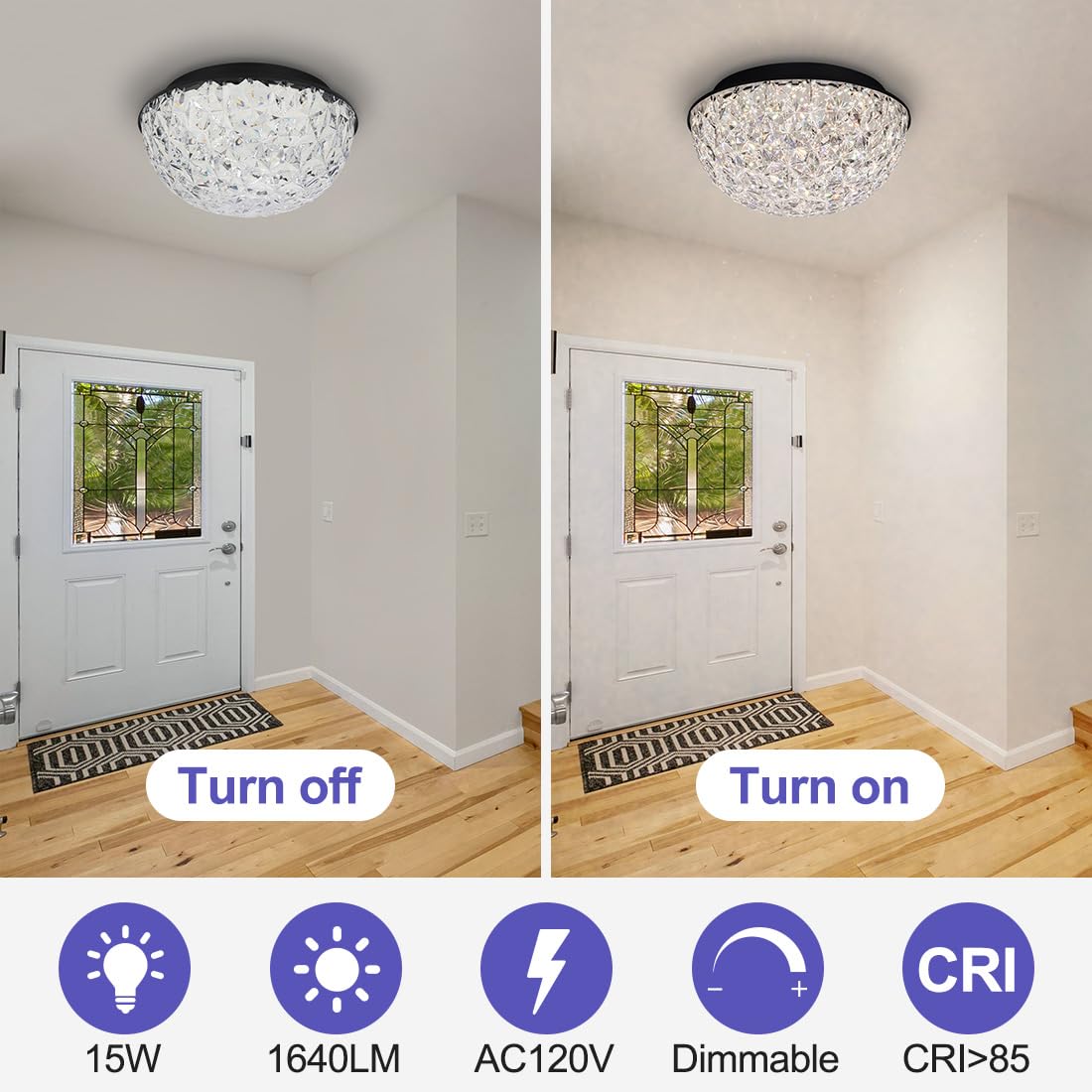 Bekada dimmable ceiling light switches between warm, neutral, and daylight tones for mood control.
