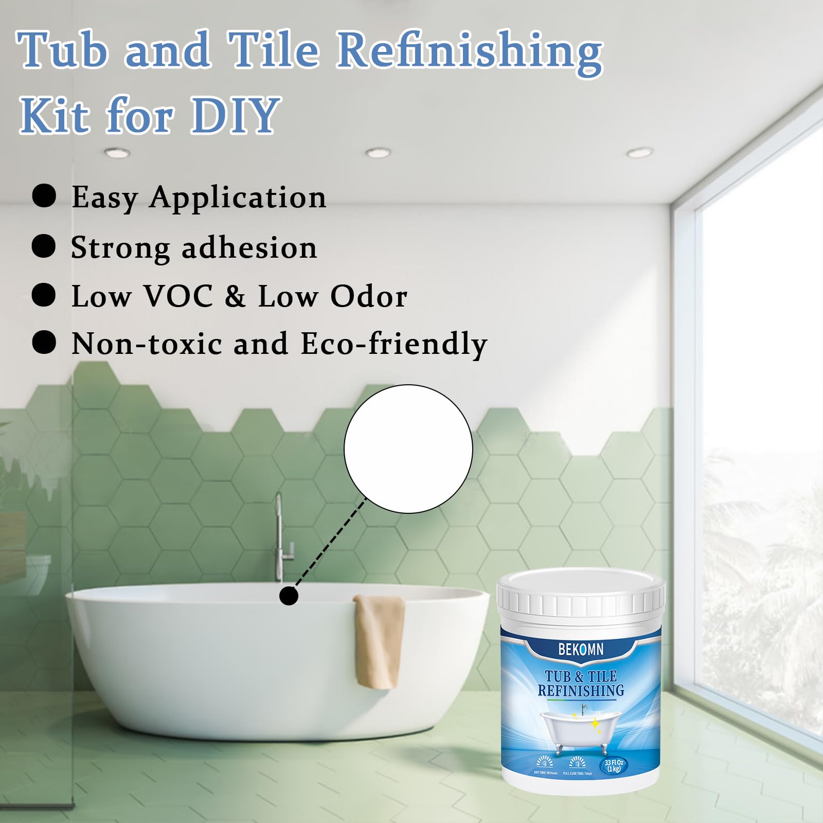 BEKOMN quick-dry action showing touch-dry results within 24–48 hours