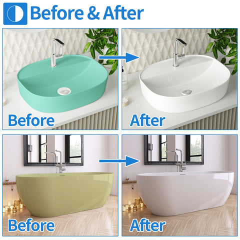 BEKOMN semi-gloss tub finish visible after refinishing