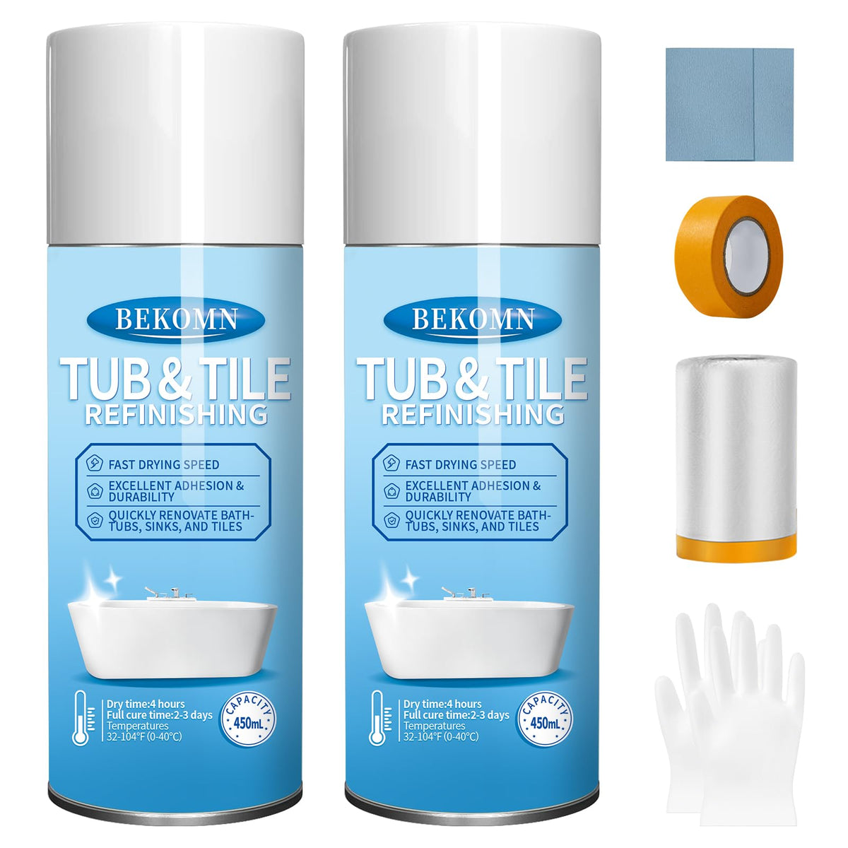 BEKOMN tub-tile spray-paint white bottle front view for quick refinishing