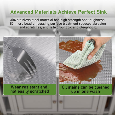 Beleeb Drop-In Sink 33x22 inner bowl shows spacious cavity for large pots.