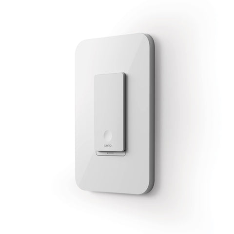 Belkin Wemo smart light switch with Thread, front view for seamless Apple HomeKit setup