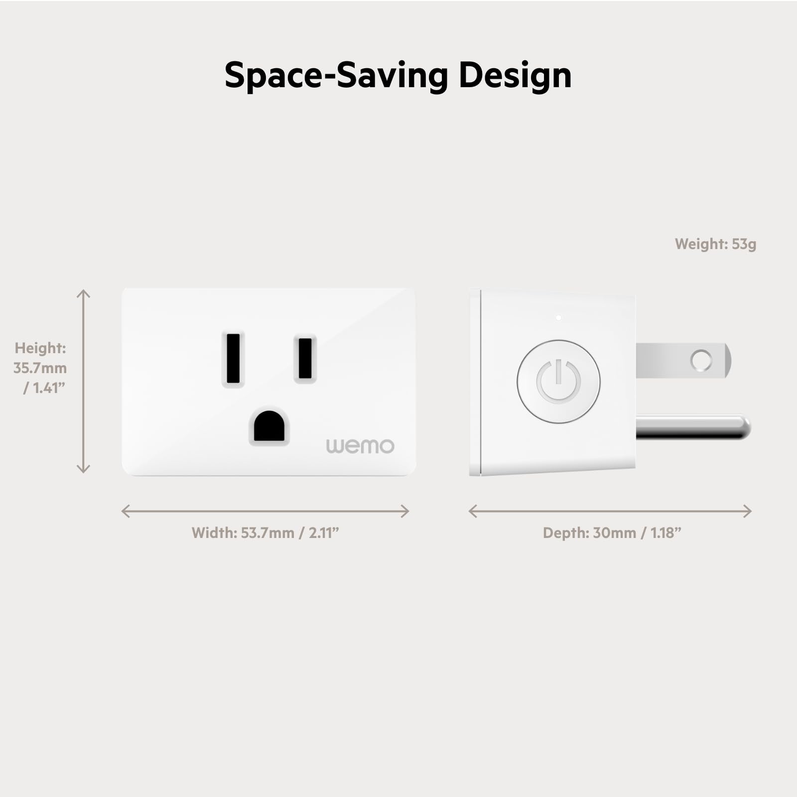 Belkin Wemo Thread Smart Plug compact design fits standard outlets.