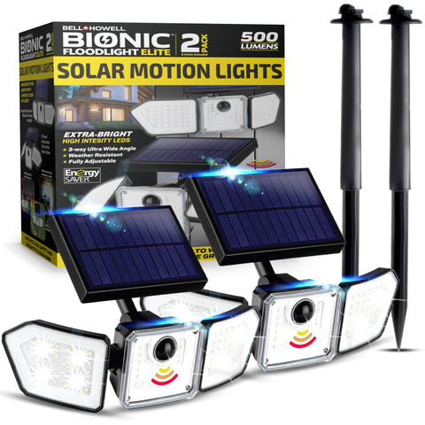 Bell+Howell Bionic Flood Light 2-pack illuminates outdoor spaces with wide coverage.