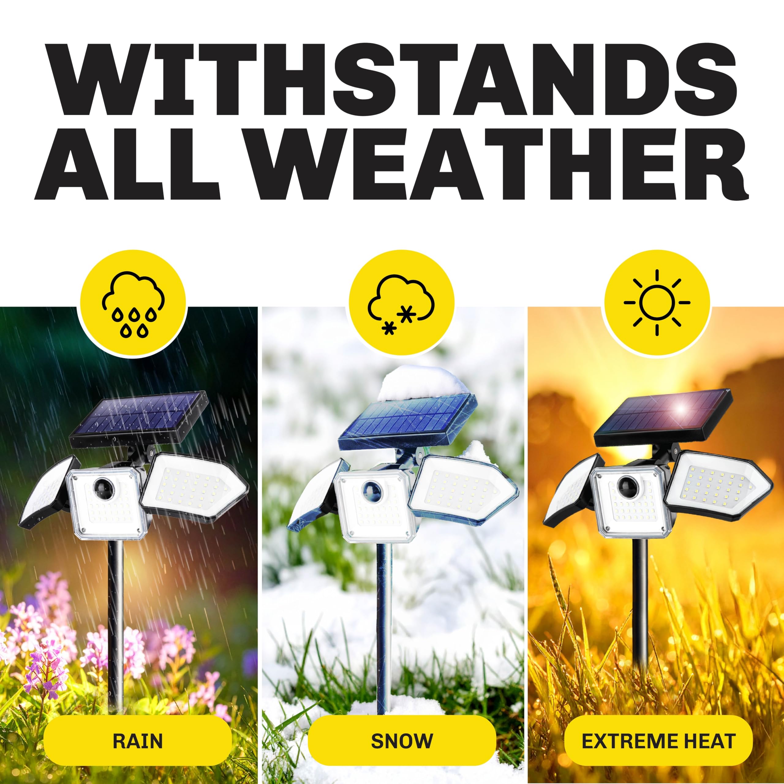 Bell+Howell Bionic Flood Light mounts on walls or stakes for flexible placement.
