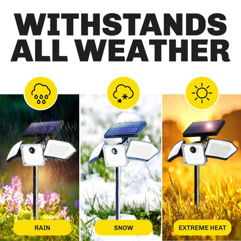 Bell+Howell Bionic Flood Light mounts on walls or stakes for flexible placement.