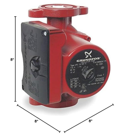 Bell & Gossett UPS15-58FC 3-speed pump front view highlighting durable cast iron housing