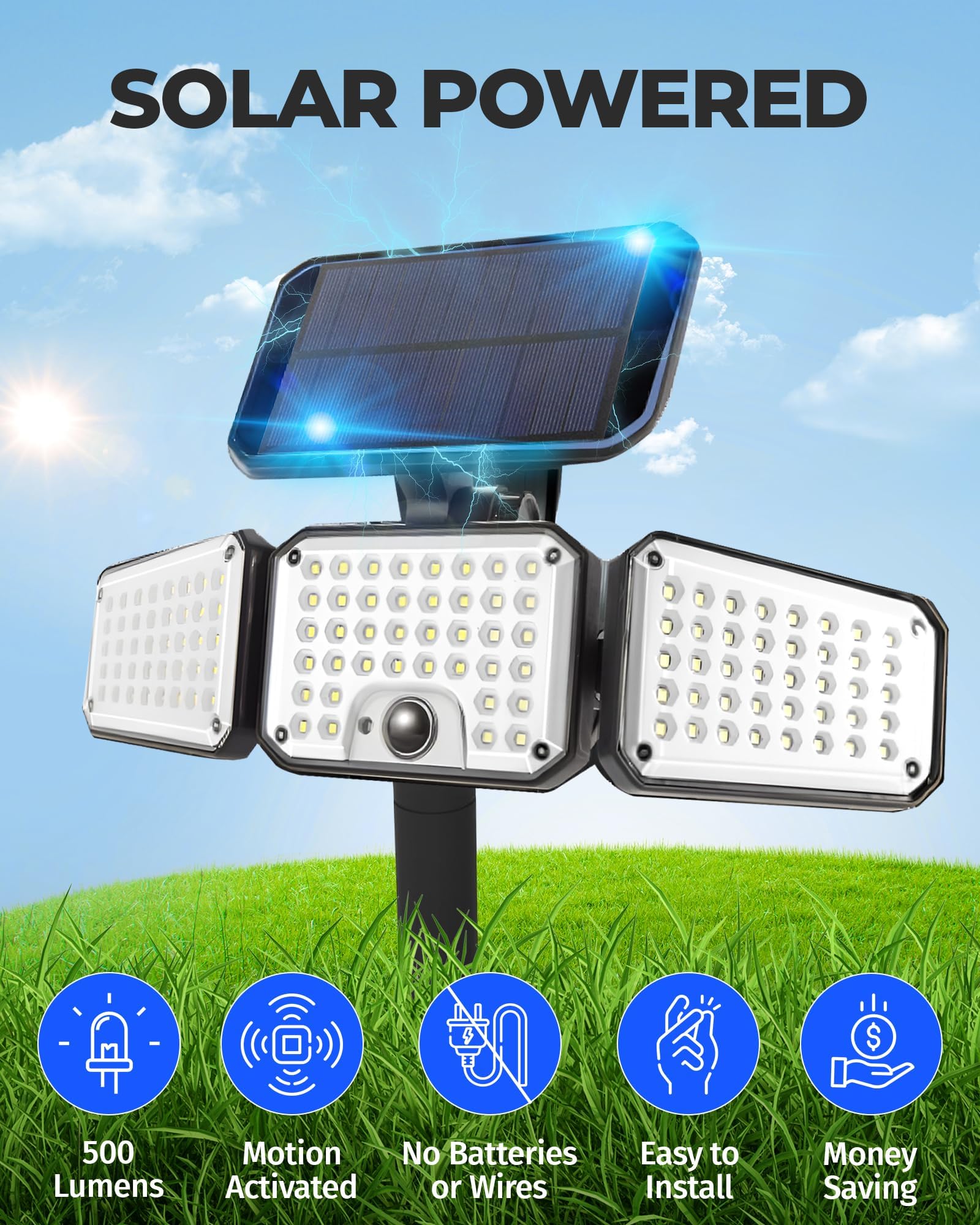 Bell+Howell Bionic Flood Light Max motion sensor activation enhances nighttime visibility.