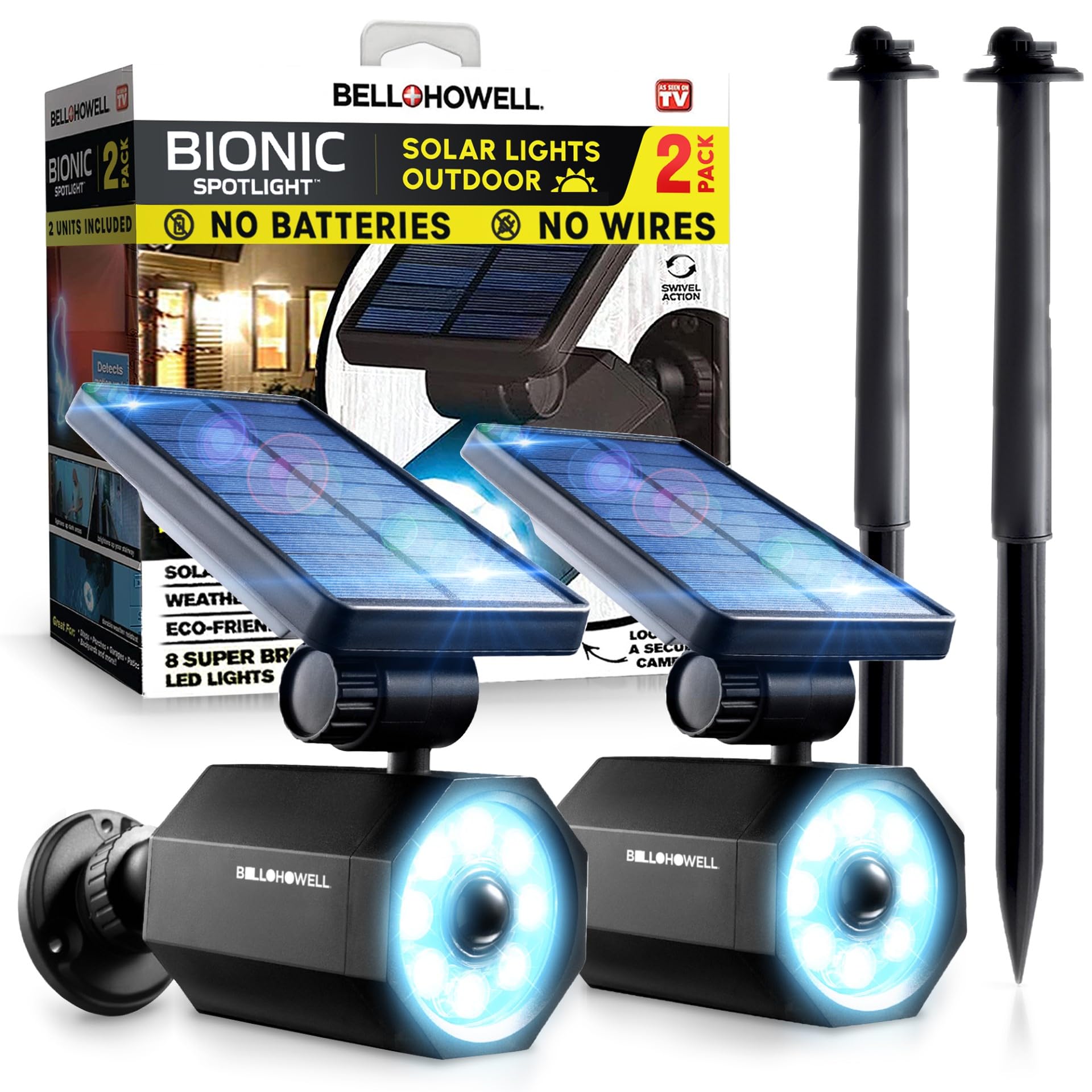 Bell+Howell Bionic Spotlight front-lit view showing welcoming outdoor lighting for pathways