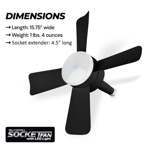 Bell+Howell Socket Breeze Deluxe compact dimensions fit in tight ceilings