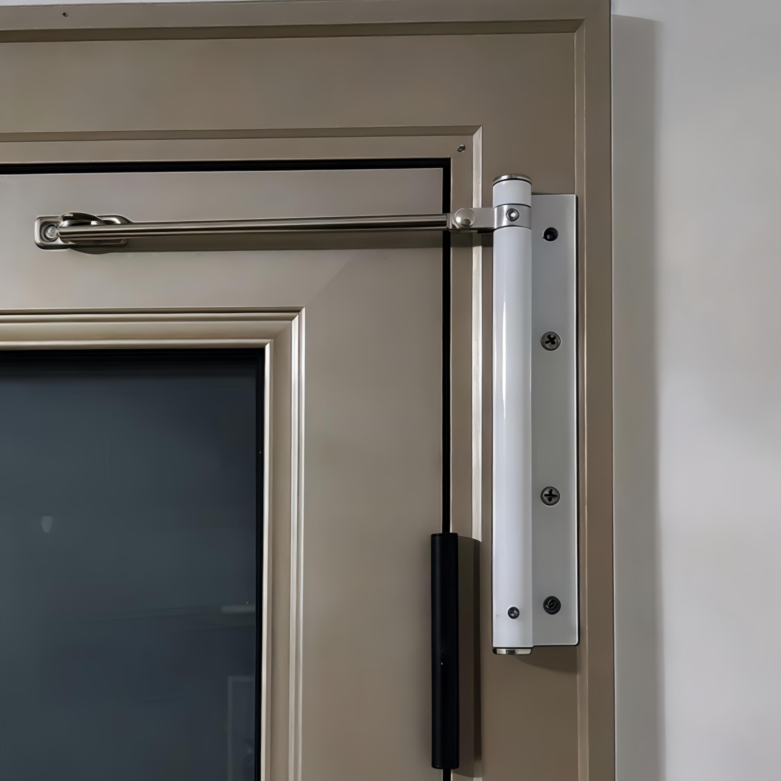 Bellairis automatic door closer with stainless steel body for interior doors.