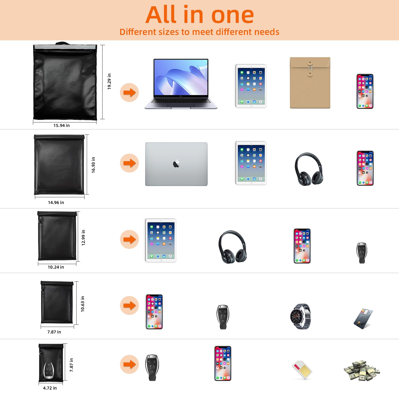 Bellamei medium Faraday bag blocks RFID and Bluetooth for everyday privacy
