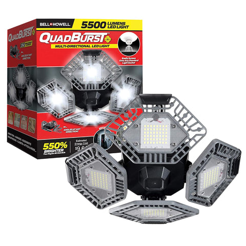 Bell+Howell QUADBURST four-panel angles for customizable ceiling lighting.